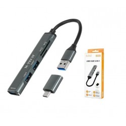 TYPE C OTG TO USB HUB 3 PORT CR50 + MICRO SD SLOT 5in1
