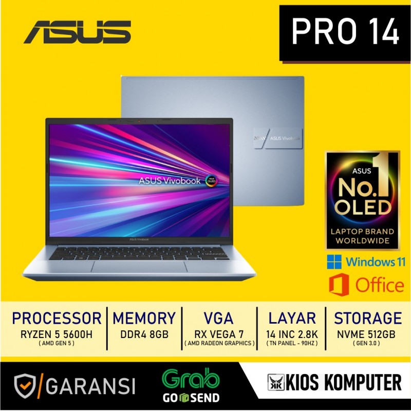 ASUS VIVOBOOK PRO 14 OLED RYZEN 5 8GB 512GB RX VEGA 7 14 INC WIN11 OHS