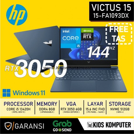 HP VICTUS 15 CORE i5-13420H 8GB DDR4 512GB NVME RTX 3050 6GB 15.6 INCH FHD IPS 144HZ W11
