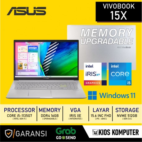 ASUS VIVOBOOK 15X CORE i5-1135G7 16GB DDR4 512GB NVME IRIS XE 15.6 INCH FHD WINDOWS 11