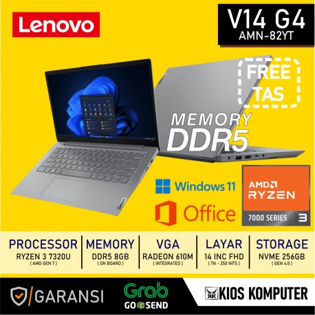 LENOVO V14 G4 AMN 82YT AMD RYZEN 3 7320U 8GB DDR5 256GB NVME RADEON 610M 14 INCH FHD WINDOWS 11 OHS