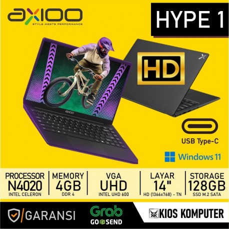 LAPTOP AXIOO HYPE 1 | N4020 4GB DDR4 128GB 14INCH WINDOWS 11 OHS BLUE RS 1THN