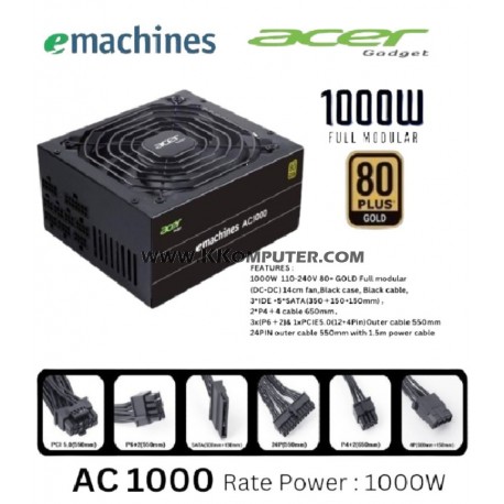 POWER SUPLY ACER AC1000 1000W 80+ GOLD FULL MODULAR PCI 5.0