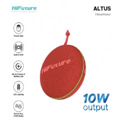 HiFuture Altus Portable Bluetooth Mini Speaker LED Lightning TWS Pair - Merah