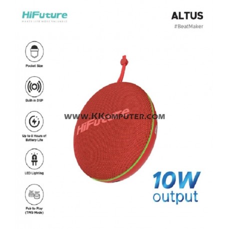 HiFuture Altus Portable Bluetooth Mini Speaker LED Lightning TWS Pair - Merah