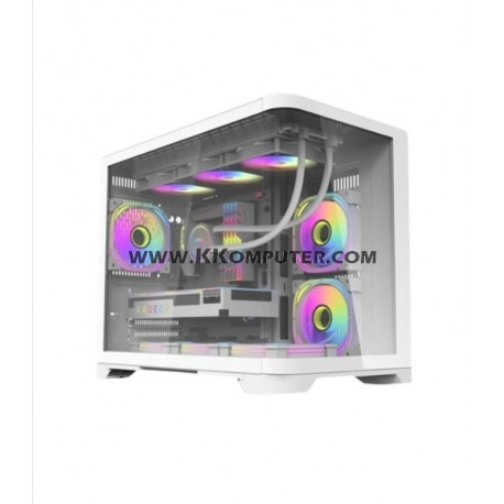 AIGO ARC 1 CURVE M-ATX PC CASING NON FAN - WHITE