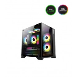 PC CASING NYK NEMESIS T78 THANOZ BLACK FREE 2 FAN RGB - NON PSU