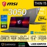 MSI THIN 15 B12UC 1675 CORE i7 12650H RAM 8GB STORAGE 512GB NVME RTX 3050 4GB 15.6" FHD W11