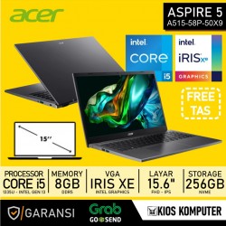 ACER ASPIRE 5 A515 58P I5-1335U 8GB DDR5 256GB SSD NVME INTEL IRIS XE GRAPHICS 15.6 FHD LAPTOP/NOTEBOOK