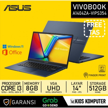 ASUS VIVOBOOK 14 A1404ZA - VIPS354 i3 1215U 8GB DDR4 512GB NVME INTEL UHD GRAPHICS 14" FHD IPS W11