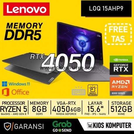 LENOVO LOQ 15AHP9 83DX00 37ID AMD RYZEN 5 8645HS RTX 4050 6GB 8GB RAM DDR5 512GB SSD NVME 15.6" FHD IPS 144HZ W11 OHS