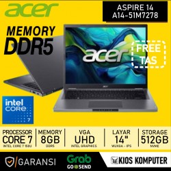 ACER ASPIRE 14 A14-51M-7278 Intel Core 7-150U 8GB DDR5 512 SSD NVME INTEL UHD GRAPHICS 14" WUXGA IPS