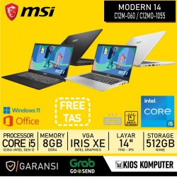 MSI MODER 14 C12M (9S7-14J112-060) / C12MO (9S7-14J111-1055) CORE I5 1235U 8GB DDR4 512GB SSD NVME 14″ FHD WIN11