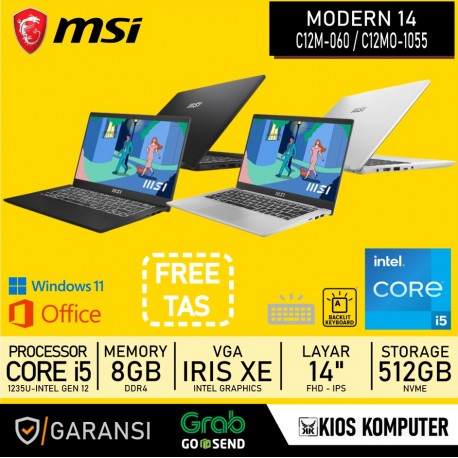 MSI MODER 14 C12M (9S7-14J112-060) CORE I5 1235U 8GB DDR4 512GB SSD NVME 14 INC FHD WIN11