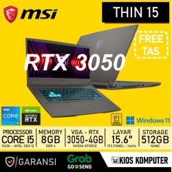 MSI THIN 15 B12UC-1674ID INTEL CORE I5 1245H 8GB DDR4 512GB SSD NVME RTX 3050 4GB 15.6" IPS 144Hz W11