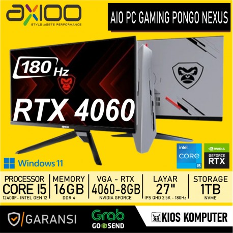 ALL IN ONE PC GAMING AXIOO NEXUS 27" 2.5K 180Hz i5 12400F 16GB DDR4 1TB NVME RTX 4060 8GB