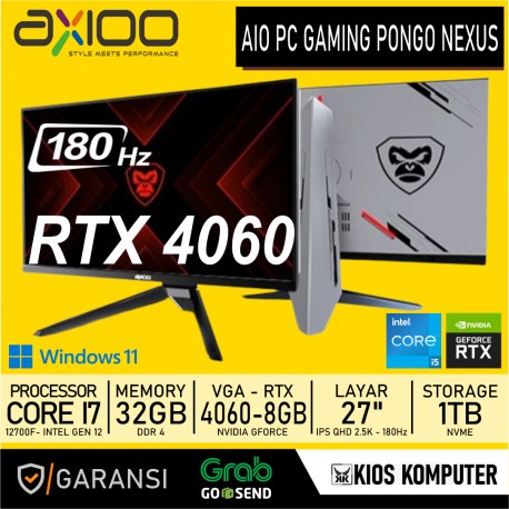 ALL IN ONE PC GAMING AXIOO PONGO NEXUS 27" 2.5K 180Hz i7 12700F 32GB DDR4 1TB NVME RTX 4060 8GB