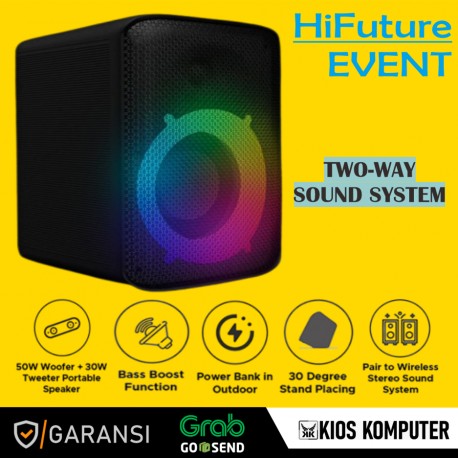 HiFuture Event Portable Bluetooh Wireless Speaker with RGB Light mode 80W Twin Mode (Karaoke Enable)