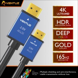 VENTUZ HDMI 2.0 PREMIUM HIGH SPEED HDTV CABLE 4K GOLD - 3 METER