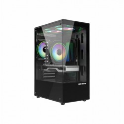 CASING PC KOMPUTER ITX M-ATX NYK NEMESIS T64 BLACK HOMEROS INCLUDE 3 FAN RGB