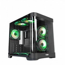 CASING KOMPUTER PC GAMING VBR Z3 CURVED DUAL CHAMBER M-ATX USB TYPE C - HITAM