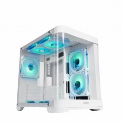 CASING KOMPUTER PC GAMING VBR Z3 CURVED DUAL CHAMBER M-ATX USB TYPE C - WHITE