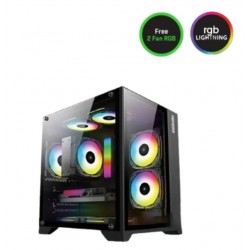 PC CASING NYK NEMESIS T78 THANOZ BLACK FREE 2 FAN RGB - NON PSU