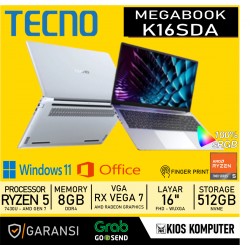 TECNO MEGABOOK K16S RYZEN 5 7430U 8GB DDR4 512GB SSD NVME 16" WUXGA IPS 100% sRGB W11