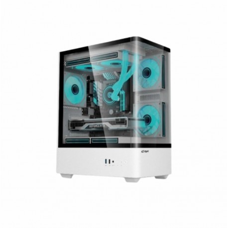 CASING KOMPUTER ENLIGHT A3 MICROATX TEMPERED GLASS CURVED PC CASE WHITE