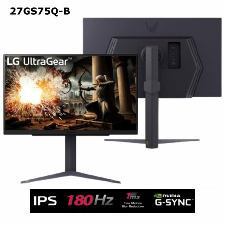 MONITOR LG ULTRAGEAR 27GS75Q-B 27" QHD IPS GAMING MONITOR 180HZ 99% sRGB 1MS NVIDIA G-SYNC