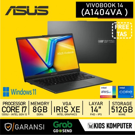 ASUS VIVOBOOK 14 A1404VA INTEL CORE i7 - 1355U 8GB DDR4 512GB SSD NVME 14" FHD IPS W11 OHS
