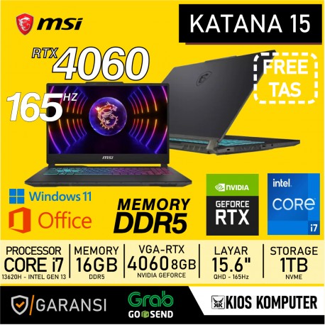 MSI KATANA 15 INTEL CORE I7-13620H 16GB / 1TB RTX 4060 8GB 15.6" QHD 165Hz W11 OHS