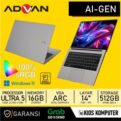 ADVAN AI GEN INTEL CORE ULTRA 5 125H 16GB LPDDR5X 512GB SSD NVME 14" WINDOWS 11