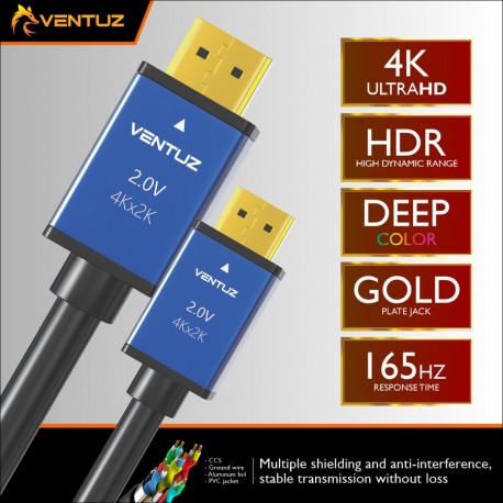 VENTUZ HDMI 2.0 PREMIUM HIGH SPEED HDTV CABLE 4K GOLD - 5 METER