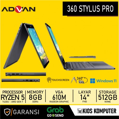 ADVAN 360 STYLUS PRO AMD RYZEN 5 7430U 8GB MEMORY 512GB SSD RADEON GRAPHICS 14 INCH W11