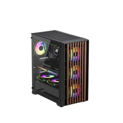 CASE VENOMRX RIVA BLACK WOOD SERIES TEMPER GLASS 4X12CM ARGB FAN ATX