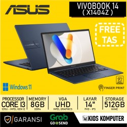 ASUS VIVOBOOK 14 (X1404) INTEL CORE i3-1215U 8GB DDR4 512GB NVMe 14" FHD WINDOWS 11