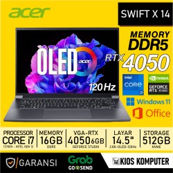 ACER SWIFT X 14 CORE i7-13700H 16GB LPDDR5 512GB NVMe RTX 4050 6GB 14.5" 2.8K OLED DCI-P3 100% 120Hz W11+OHS