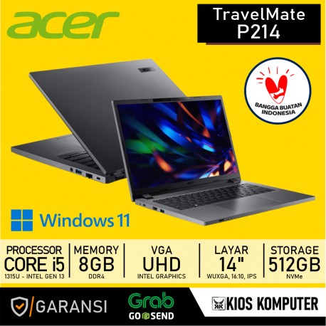 ACER TRAVELMATE P214 INTEL CORE I5 1335U 8GB DDR4 512GB NVME INTEL UHD GRAPHICS 14 INCH WUXGA IPS BACKLIT WIN 11 PRO