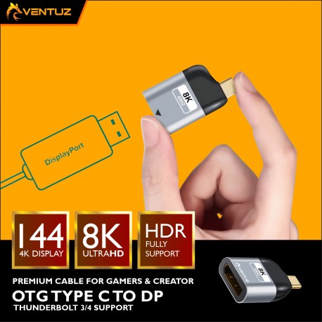 VENTUZ OTG TYPE C TO DP ADAPTER - THUNDERBOLT 3/4 SUPPORT