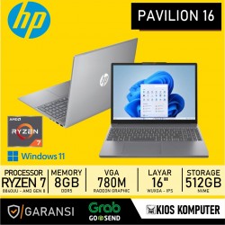 LAPTOP HP PAVILION AMD RYZEN 7 - 8840HS MEMORY 8GB DDR5 STORAGE SSD 512GB 16INCH WUXGA DISPLAY W11