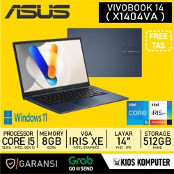 LAPTOP ASUS X1404VA-NK467 CORE I5 1335U RAM 8GB DDR4 512GB NVME INTEL UHD 14 INCH FHD 60HZ GARANSI RESMI 1 TAHUN