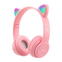 CAT EAR HEADSET P47M WIRELESS AUDIO STEREO SUPER BASS COLOR LIGHTS RGB