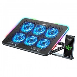 NYK NEMESIS WINDTALKER AX1 COOLING PAD 6 FAN RGB + PHONE HOLDER