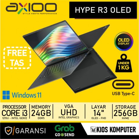 AXIOO HYPE R3 OLED INTEL CORE I3 1215U 24GB LPDDR5 256GB NVME 14 INCH FHD W11 (NO BAG) RS (1THN)