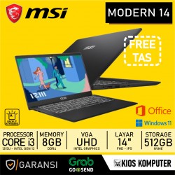 MSI MODERN 14 INTEL CORE I3 - 1315U MEMORY 8GB DDR4 STORAGE 512GB NVME 14INCH FHD IPS W11
