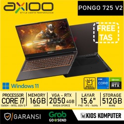 AXIOO PONGO 725 V2 INTEL CORE I7-13650H 16GB RAM 512GB NVME Gen 4 RTX 2050 4GB 15.6 FHD IPS 144HZ WIN 11 PRO
