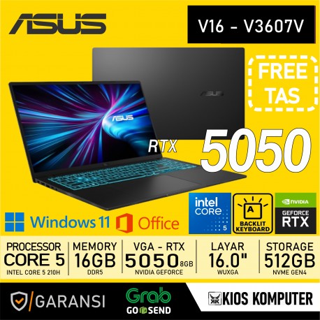 ASUS GAMING V16 V3607V CORE 5-210H 16GB DDR5 512GB NVME RTX 5050-8GB 16 INCH WUXGA 144HZ WINDOWS 11 OFFICE