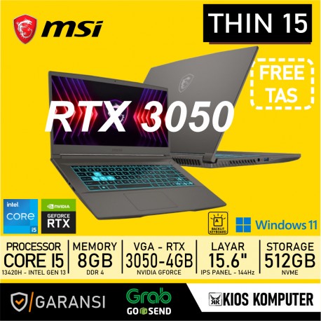 MSI THIN 15 CORE i5-13420H 8GB DDR4 512GB NVME RTX 3050-4GB 15.6" FHD 144HZ IPS WINDOWS 11