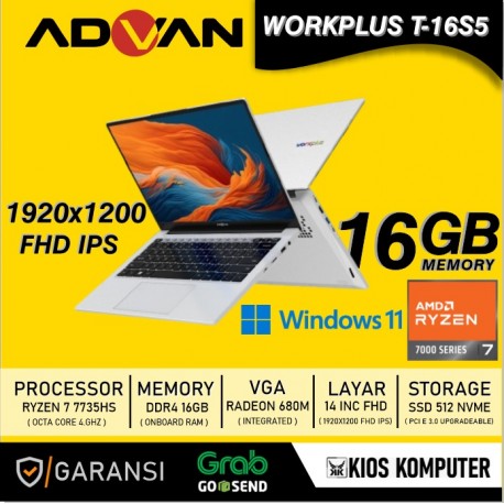 ADVAN WORKPLUS T-16S5 RYZEN 7 7735HS 16GB DDR4 512GB 14INCH